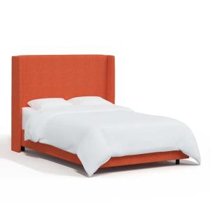 Goodrich Velvet Upholstered Bed Frame in Orange Color