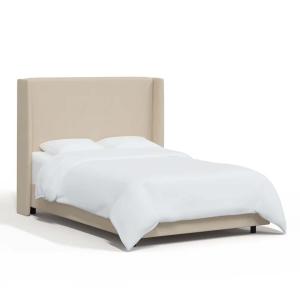 Goodrich Velvet Upholstered Bed Frame in Beige Color