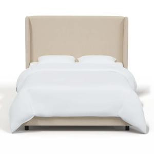 Goodrich Velvet Upholstered Bed Frame in Beige Color