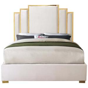Harlen Velvet Bed Frame in White Color