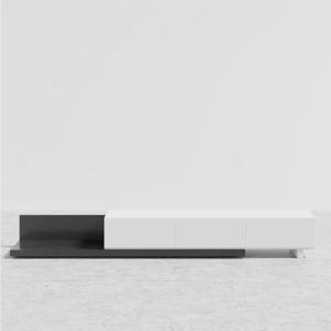 Kayla Rectangle Wood Extendable TV Stand in Black and White Color