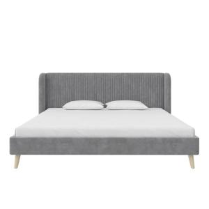 Holly Upholstered Platform Bed in Grey Color