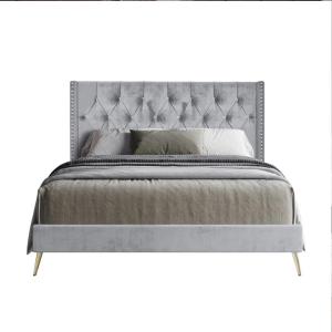 Caroline Bed Frame in Grey Velvet