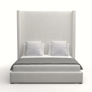 Nora Tall Headboard Upholstered Bed Frame in White 