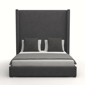 Nora Tall Headboard Upholstered Bed Frame in charcoal