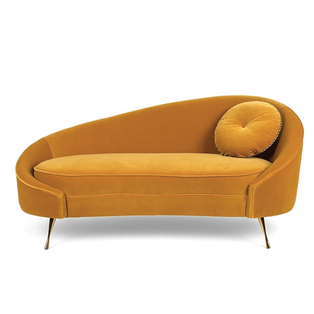 Recessed Arm Loveseat in Mustard