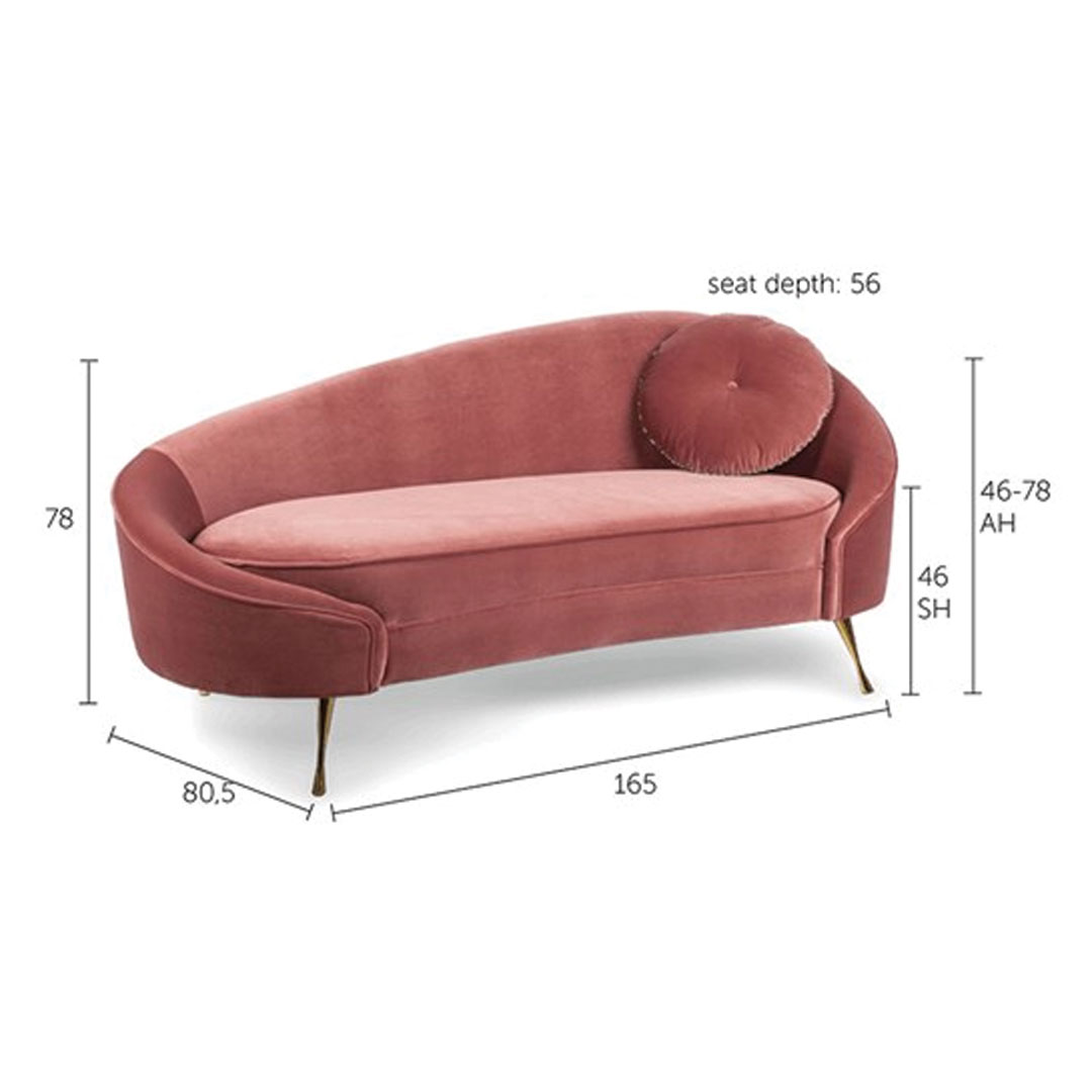 Recessed Arm Loveseat in Pink