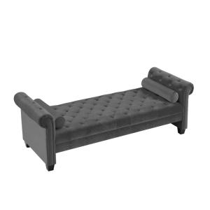 Britine Upholstered Settee Chaise Lounge in Dark Grey