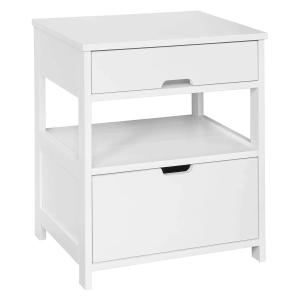 Rayan White Bedside Table with 2 Drawers