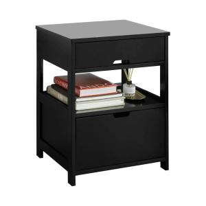 Rayan Black Bedside Table with 2 Drawers
