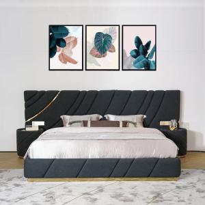 Italian Luxury Upholstered Bed in charcoal