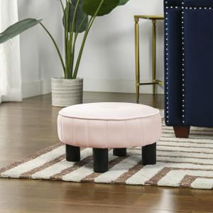 Riley Round Footstool Ottoman in Pink Color
