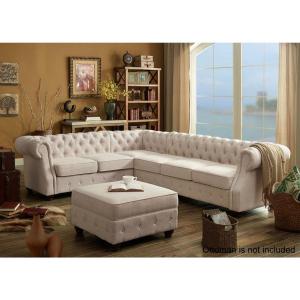 Rosevera Evart Tufted Left Facing Sectional Sofa with Ottoman