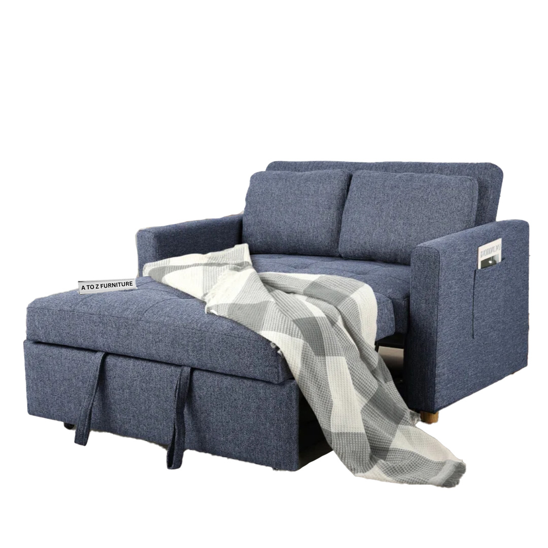 Sofia Grace Sleeper Sofa Cum Bed in Blue in Navy Blue