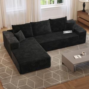 Clara Cloud L-Shape 2 Piece Sectional Sofa in Black