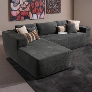 Clara Cloud L-Shape 2 Piece Sectional Sofa in Dark Grey