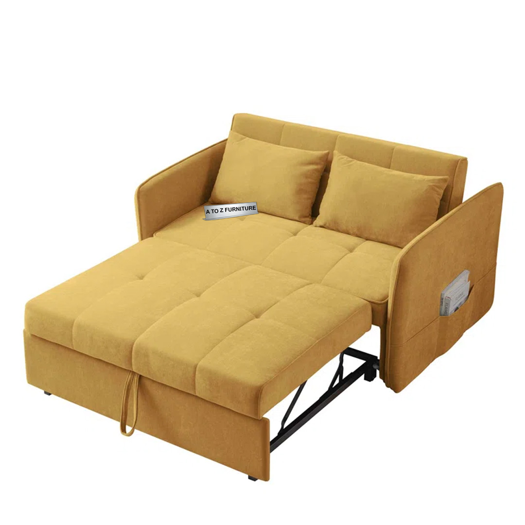 Charlotte Dream Sofa Bed in Chenille in Yellow in Yellow