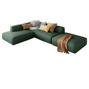 Italian Modular L-Shaped Sectional Sofa with Chaise in Green