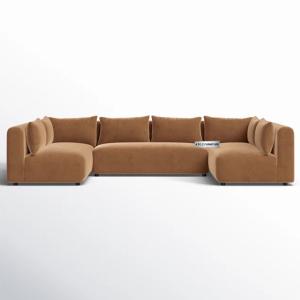 Dallas Modular Velvet U-Shaped Sectional Sofa in Orange